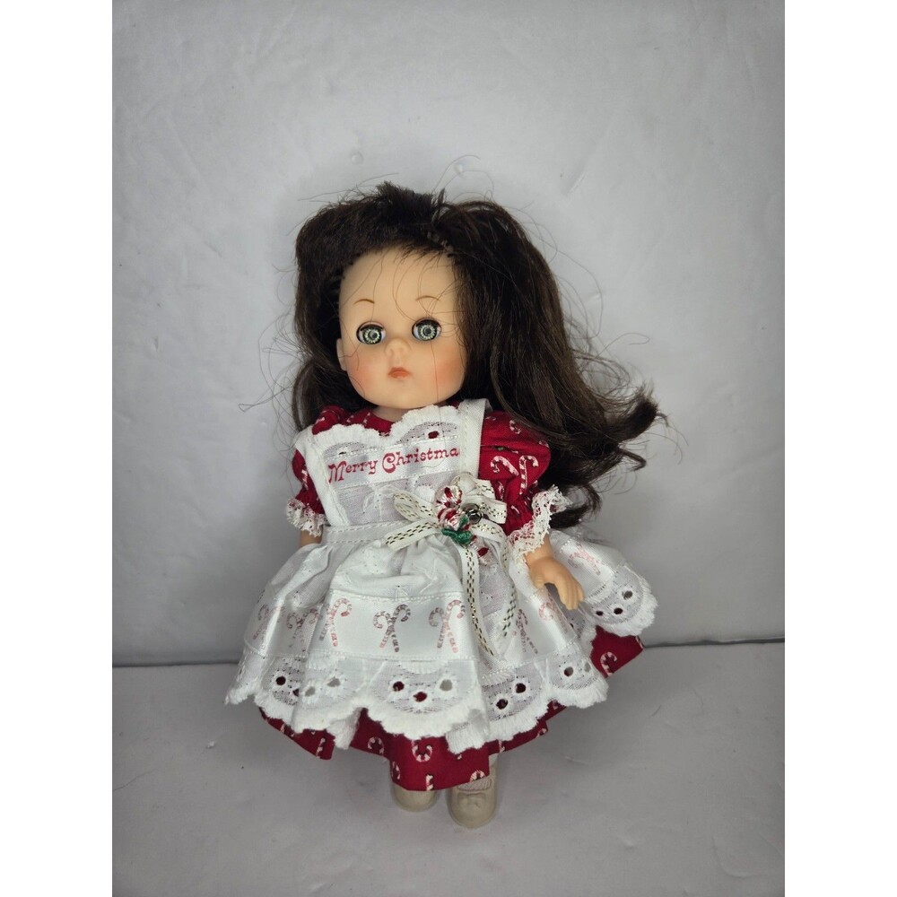 Ginny Doll Vogue Dolls Christmas Dress Candycanes Apron Brunette Sleep Eyes